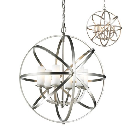 Z-Lite Aranya 6 Light Pendant, Brushed Nickel & Matte Opal 6017-6L-BN